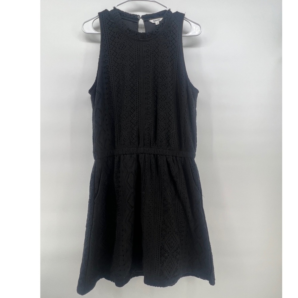 Preppy Chic Splendid Collection Medium Black Eyelet Lace Sleeveless Mini Dress